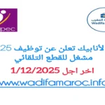 الأنابيك تعلن عن توظيف 25 مشغّل للقطع التلقائي – آخر أجل للتسجيل 1دجنبر 2025