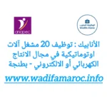 الأنابيك : تعلن عن توظيف 20 مشغل آلات أوتوماتيكية في مجال الإنتاج الكهربائي والإلكتروني – بطنجة