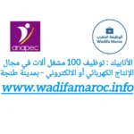 الأنابيك : توظيف 100 مشغل آلات أوتوماتيكية في مجال الإنتاج الكهربائي والإلكتروني – بمدينة طنجة