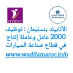 الأنابيك بنسليمان : توظيف 2000 عامل وعاملة إنتاج في قطاع صناعة السيارات