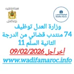 وزارة العدل تعلن عن توظيف 74 منتدبًا قضائيًا من الدرجة الثانية (سلم 11) – آخر أجل للتسجيل 9 فبراير 2026