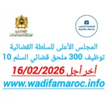 المجلس الأعلى للسلطة القضائية يعلن عن توظيف 300 ملحق قضائي سُلم 10 – آخر أجل 16 فبراير 2026