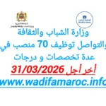 وزارة الشباب والثقافة والتواصل : مباراة توظيف 70 منصبًا في عدة تخصصات و درجات – آخر أجل 31 مارس 2026