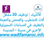 الانابيك : توظيف 20 مشغل آلات للتشطيب والفحص والتعبئة والتغليف في الصناعات التحويلية الأخرى في مدينة – الجديدة