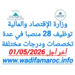 وزارة الاقتصاد والمالية توظيف 28 منصبًا في عدة تخصصات ودرجات مختلفة – آخر أجل 1 ماي 2026