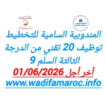 المندوبية السامية للتخطيط توظيف 20 تقني من الدرجة الثالثة – سُلمْ 9 آخر أجل 1 يونيو 2026
